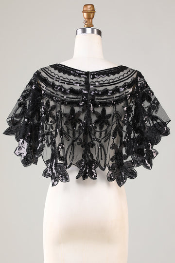 Glitterpaljetter Svart kappe fra 1920-tallet